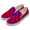 Geometric blocks, blue and red triangles, abstract pattern Men s Canvas Slip Ons View2