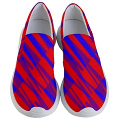 Geometric Blocks, Blue And Red Triangles, Abstract Pattern Women s Lightweight Slip Ons by Casemiro