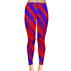 Geometric Blocks, Blue And Red Triangles, Abstract Pattern Inside Out Leggings by Casemiro