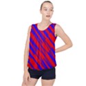 Geometric blocks, blue and red triangles, abstract pattern Bubble Hem Chiffon Tank Top View1