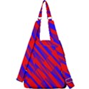 Geometric blocks, blue and red triangles, abstract pattern Center Zip Backpack View2