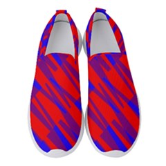 Geometric Blocks, Blue And Red Triangles, Abstract Pattern Women s Slip On Sneakers by Casemiro