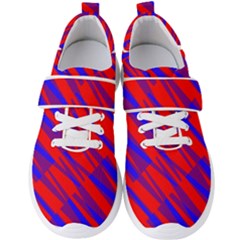 Geometric Blocks, Blue And Red Triangles, Abstract Pattern Men s Velcro Strap Shoes by Casemiro