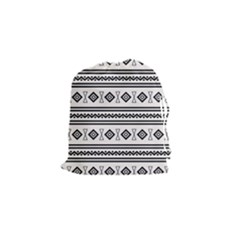 Black And White Aztec Drawstring Pouch (small) by tmsartbazaar