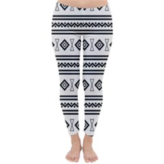 Black And White Aztec Classic Winter Leggings by tmsartbazaar