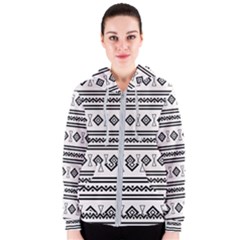 Black And White Aztec Women s Zipper Hoodie by tmsartbazaar