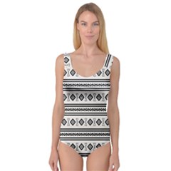 Black And White Aztec Princess Tank Leotard  by tmsartbazaar