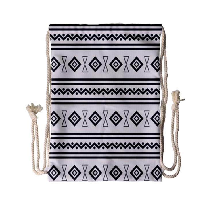 Black And White Aztec Drawstring Bag (Small)