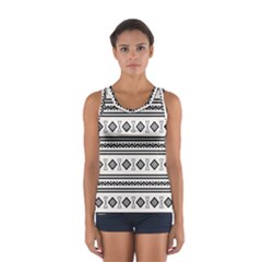 Black And White Aztec Sport Tank Top  by tmsartbazaar