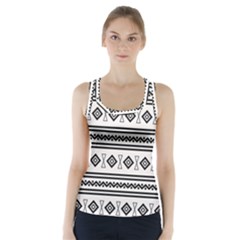 Black And White Aztec Racer Back Sports Top by tmsartbazaar