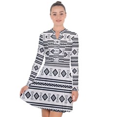 Black And White Aztec Long Sleeve Panel Dress by tmsartbazaar