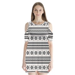 Black And White Aztec Shoulder Cutout Velvet One Piece