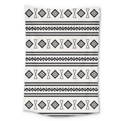 Black And White Aztec Large Tapestry by tmsartbazaar