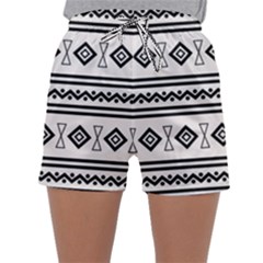 Black And White Aztec Sleepwear Shorts by tmsartbazaar