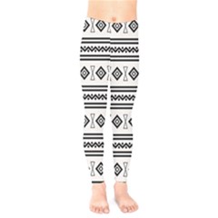 Black And White Aztec Kids  Leggings by tmsartbazaar