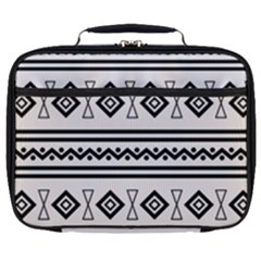 Black And White Aztec Full Print Lunch Bag by tmsartbazaar