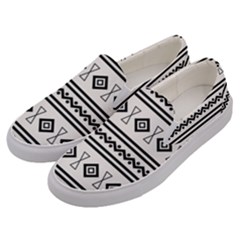 Black And White Aztec Men s Canvas Slip Ons by tmsartbazaar