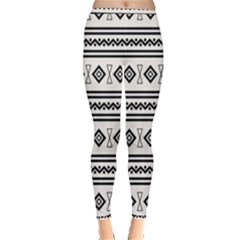 Black And White Aztec Inside Out Leggings by tmsartbazaar