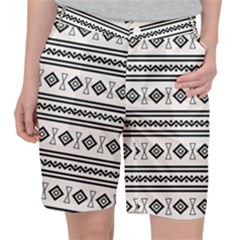 Black And White Aztec Pocket Shorts by tmsartbazaar