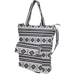 Black And White Aztec Shoulder Tote Bag by tmsartbazaar