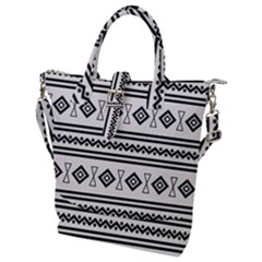 Black And White Aztec Buckle Top Tote Bag by tmsartbazaar