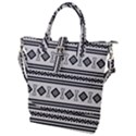 Black And White Aztec Buckle Top Tote Bag View1