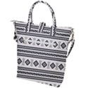 Black And White Aztec Buckle Top Tote Bag View2