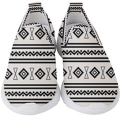 Black And White Aztec Kids  Slip On Sneakers by tmsartbazaar