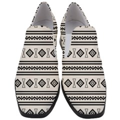 Black And White Aztec Women Slip On Heel Loafers by tmsartbazaar