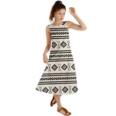 Black And White Aztec Summer Maxi Dress by tmsartbazaar