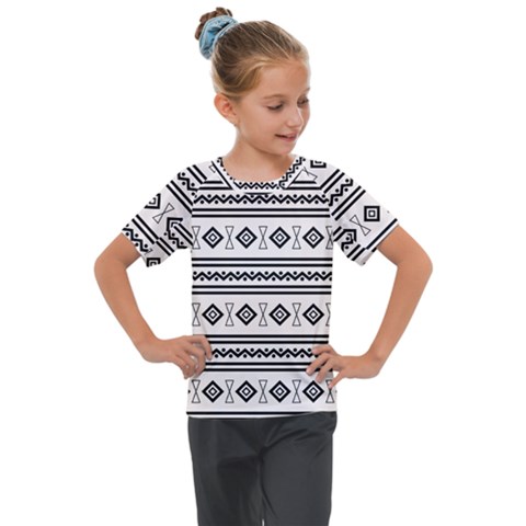 Black And White Aztec Kids  Mesh Piece Tee by tmsartbazaar