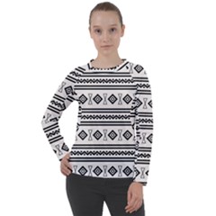 Black And White Aztec Women s Long Sleeve Raglan Tee