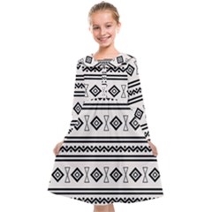 Black And White Aztec Kids  Midi Sailor Dress