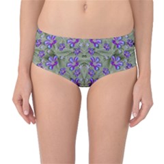 Flowers Everywhere And Anywhere In A Collage Mid-waist Bikini Bottoms by pepitasart