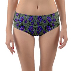 Flowers Everywhere And Anywhere In A Collage Reversible Mid-waist Bikini Bottoms