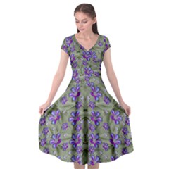 Flowers Everywhere And Anywhere In A Collage Cap Sleeve Wrap Front Dress by pepitasart