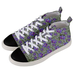 Flowers Everywhere And Anywhere In A Collage Men s Mid-top Canvas Sneakers by pepitasart