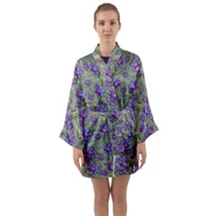 Flowers Everywhere And Anywhere In A Collage Long Sleeve Satin Kimono by pepitasart