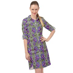 Flowers Everywhere And Anywhere In A Collage Long Sleeve Mini Shirt Dress by pepitasart