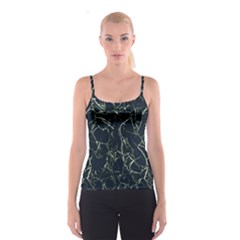 Neon Silhouette Leaves Print Pattern Spaghetti Strap Top by dflcprintsclothing