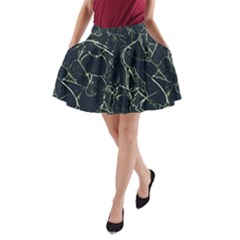 Neon Silhouette Leaves Print Pattern A-line Pocket Skirt