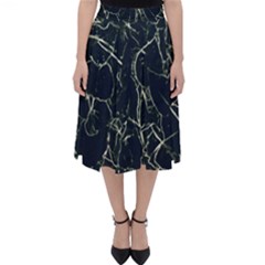 Neon Silhouette Leaves Print Pattern Classic Midi Skirt by dflcprintsclothing