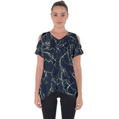 Neon Silhouette Leaves Print Pattern Cut Out Side Drop Tee by dflcprintsclothing