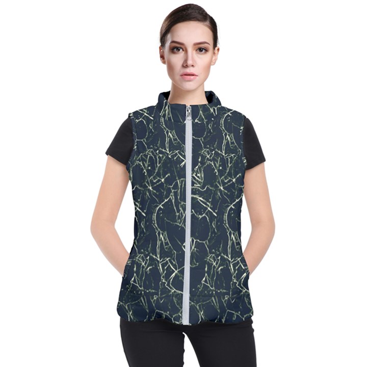 Neon Silhouette Leaves Print Pattern Women s Puffer Vest