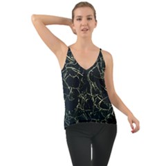 Neon Silhouette Leaves Print Pattern Chiffon Cami by dflcprintsclothing