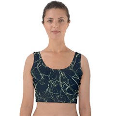 Neon Silhouette Leaves Print Pattern Velvet Crop Top by dflcprintsclothing