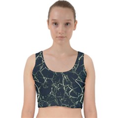 Neon Silhouette Leaves Print Pattern Velvet Racer Back Crop Top by dflcprintsclothing