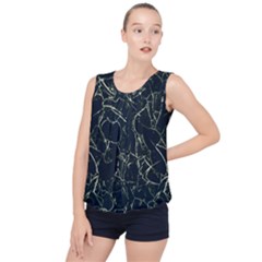 Neon Silhouette Leaves Print Pattern Bubble Hem Chiffon Tank Top by dflcprintsclothing