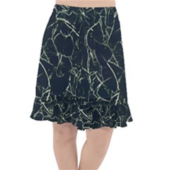 Neon Silhouette Leaves Print Pattern Fishtail Chiffon Skirt by dflcprintsclothing