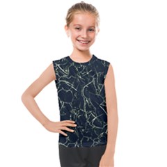 Neon Silhouette Leaves Print Pattern Kids  Mesh Tank Top